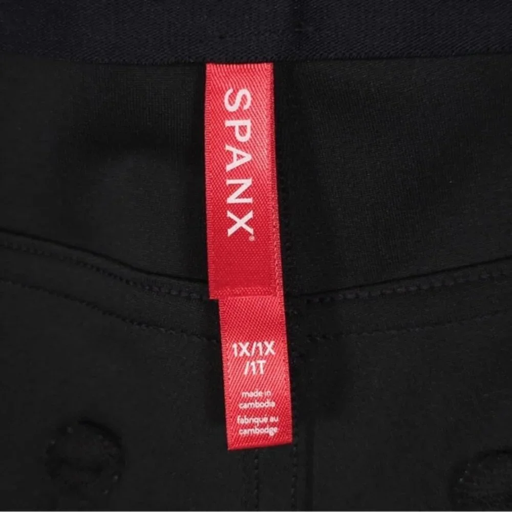 NWT SPANX II Slim Straight Faux Leather Pant Luxe Black 20528Q Women's 1X PETITE